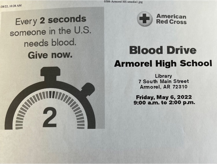 Please sign up for the AHS Blood Drive